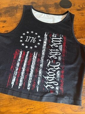 Women’s Patriotic Graphic  Black Tank Top with 1776 SML